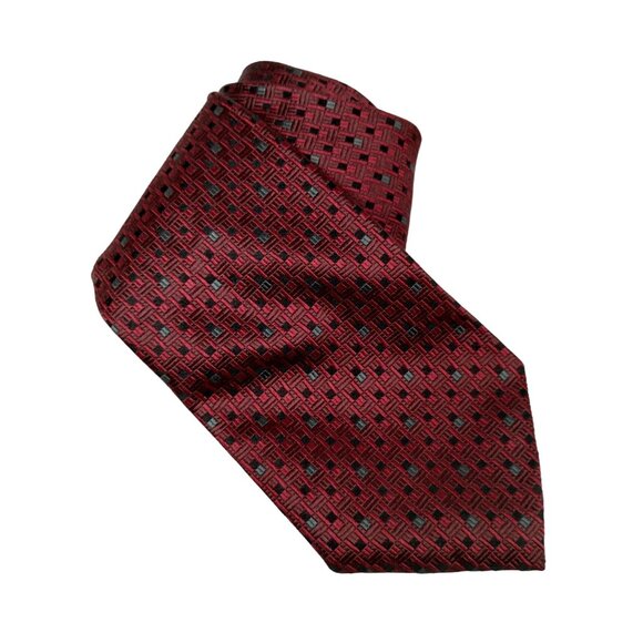 Geoffrey Beene Mens Red Geometric Silk Tie Elegant and Stylish Necktie - Picture 2 of 7